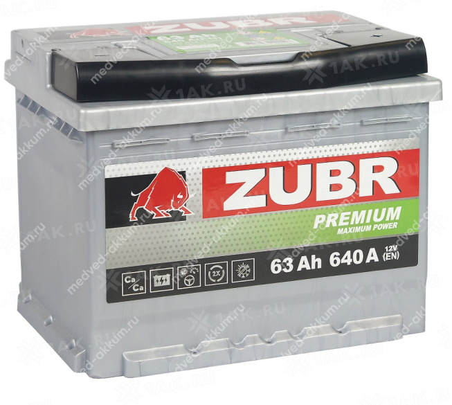 ZUBR Premium 63 Ач обр. L2