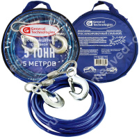 Трос буксировочный металлический General Technologies с крюками 5м. 5т.6мм. GT-TRM05