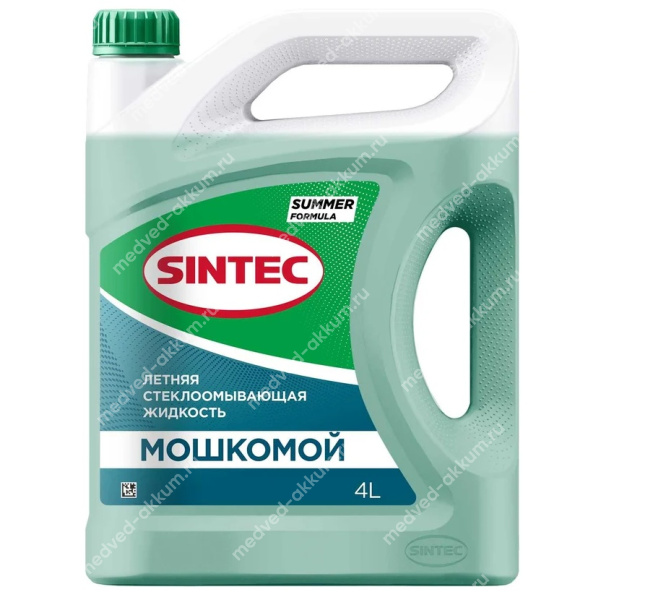 Стеклоомывающая жидкость летняя Sintec "Мошкомой", 4л.