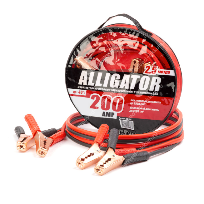 Провода для прикуривания "Аллигатор" 200А, 2.5м, морозостойкие в брезентовой сумке BC-200