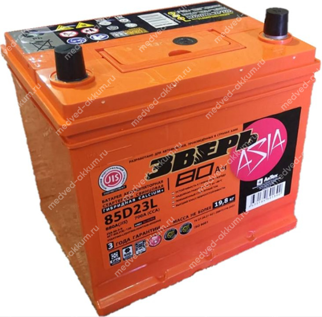 Зверь-Азия 80 Ач обр. 85D23L