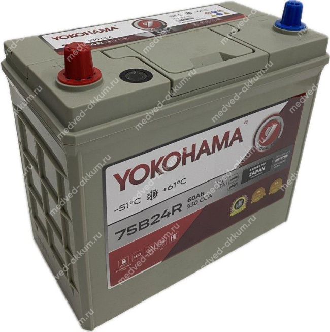 Yokohama 60 Ач пр. тонк.кл. 75B24R