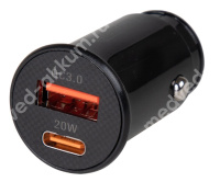 Зарядное устройство (адаптер) 12/24V 20W USB (QC3.0) Type-C (PD) SKYWAY черный, S04601020