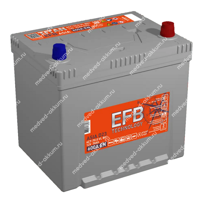 Titan Asia EFB 70 Ач обр. D23L